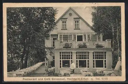 AK Hochheim / Erfurt, Restaurant und Cafe Sanssouci, Aussenansicht