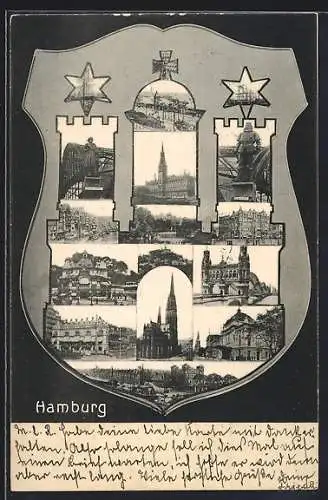 AK Hamburg, Ortsansichten mit Wappen