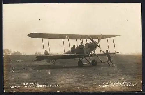 AK B. E. Type Airplane about to commence a flight