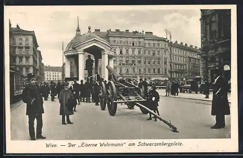 AK Wien, Der Eiserne Wehrmann am Schwarzenbergplatz, Kanone