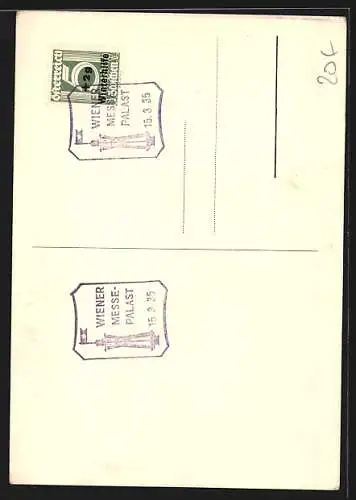 Künstler-AK Hesshaimer: Wien, 2. Österreichische Werbe-Weinkost im Wiener Konzerthaus 1934, Winzer auf einem Weinberg