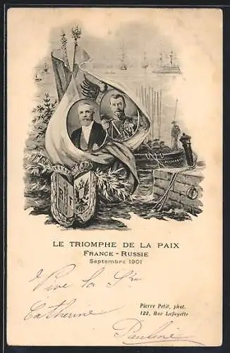 AK Besuch von Zar Nikolaus II. von Russland in Frankreich 1901, Le Triomphe de la Paix