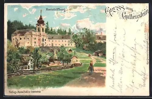 Künstler-AK Karl Heinisch: Gutenstein, Wallfahrtskirche Mariahilfberg