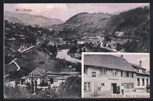 AK Au i. Murgtal, Panorama und Gasthof zur Krone von J. Grossmann