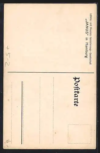AK Hamburg, Neues Janus-Haus mit Fahne und Strassenpartie