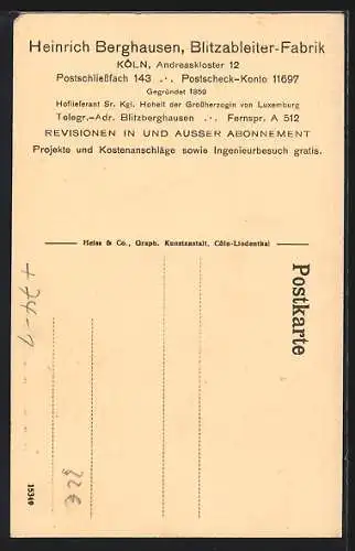 AK Köln, Revisiun der Blitzableiter auf den Domtürmen durch die Firma Heinrich Berghausen