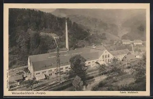 AK Weisenbach /Murgtal, Papierfabrik von F. Holtzmann & Cie. aus der Vogelschau