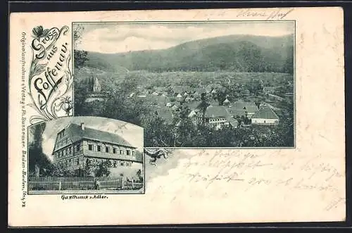 AK Loffenau, Gesamtansicht aus der Vogelschau, Gasthaus zum Adler