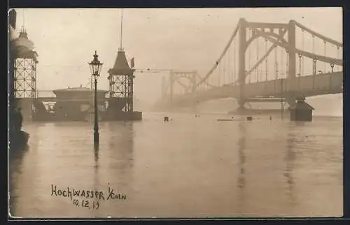 Foto-AK Cöln, Hochwasser am Strandbad, 1919