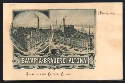 AK Hamburg-Altona, Die Bavaria-Brauerei aus zwei Perspektiven