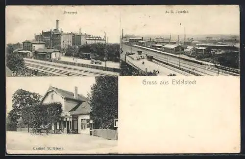 AK Hamburg-Eidelstedt, Gasthof W. Bissen, Brauerei, Fabrik A. G. Jeserich