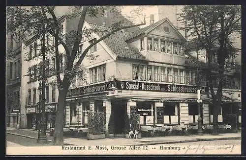 AK Hamburg-St.Georg, Gasthaus E. Moss, Grosse Allee 12 jetzt Adenauerallee