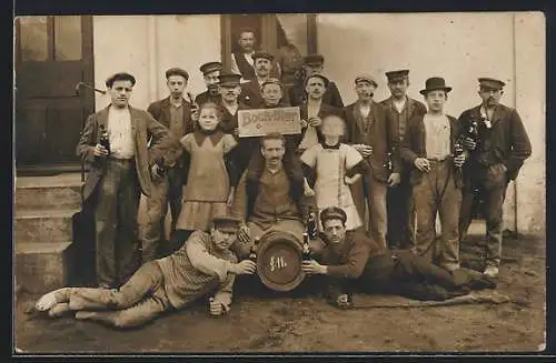 Foto-AK Hamburg, Hamburger Jungs & Deerns, 1910, Exportbrauerei Teufelsbrücke