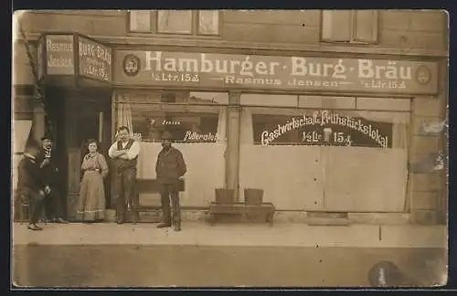 Foto-AK Hamburg-Hammerbrook, Gasthaus Hamburger Burg-Bräu, Rasmus Jensen, Billwerder Steindamm 48