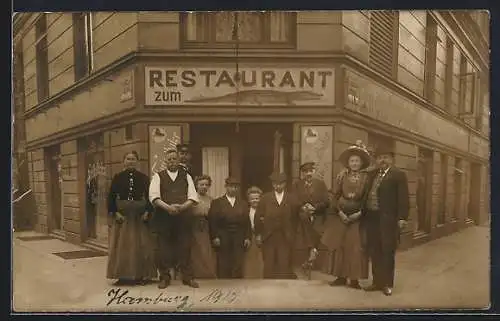 Foto-AK Hamburg-Barmbek, Gasthaus zum Krokodil, Von-Essen-Strasse Ecke Hansdorfer Strasse