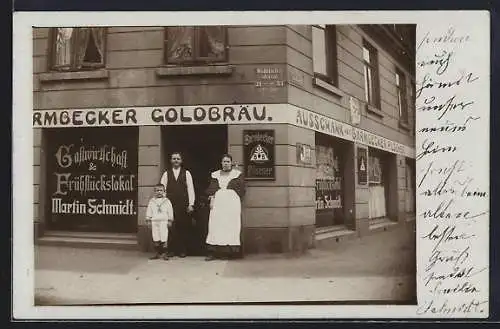 AK Hamburg-Barmbek, Gasthaus von Martin Schmidt, Wohldorfer Strasse Ecke Sturkampf