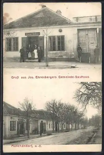 AK Münchendorf /N.-Ö., Jos. Ehrenbergers Gemeinde-Gasthaus