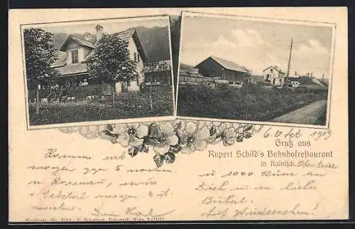 AK Kainisch, Rupert Schild`s Bahnhofsrestaurant, Ortspartie