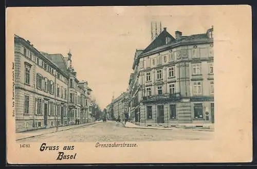 AK Basel, Blick in die Grenzacherstrasse