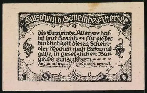 Notgeld Attersee 1920, 50 Heller, Segelboote auf See und Tänzerpaare