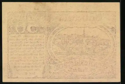 Notgeld Steinerkirchen am Inn 1920, 50 Heller, Dorfansicht mit Kirche und Textfeld