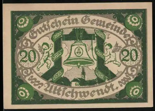 Notgeld Altschwendt 1920, 20 Heller, Glocke und Putten, Landschaftsszenen