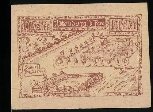 Notgeld Altenburg bei Perg 1921, 10 Heller, Schloss Pragstein und Flusslandschaft