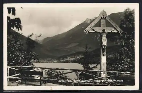 AK Lunz, Lunzer See mit Scheiblingstein und Steinbauernkreuz