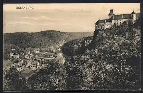 AK Rosenburg, Panorama mit Schloss