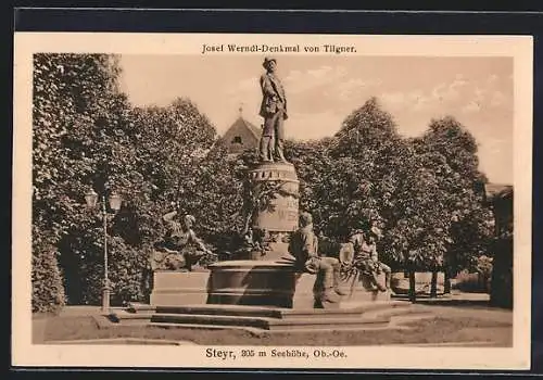 AK Steyr /Ob.-Oe, Josef Werndl-Denkmal von Tilgner