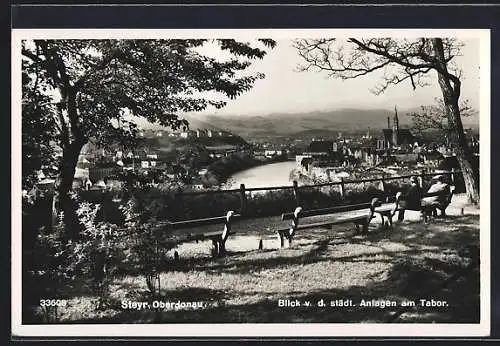 AK Steyr /O.-Ö., Blick v. d. städt. Anlagen am Tabor