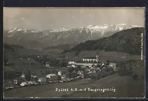 AK Spital a. P., Teilansicht mit Kirche und dem Sengsengebirge