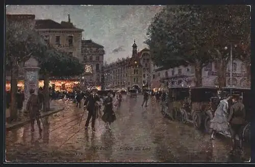 Künstler-AK Georges Stein: Genève, Place du Lac