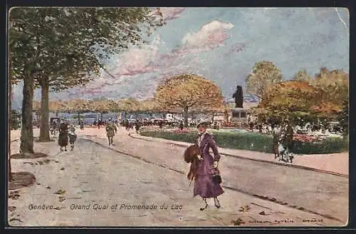 Künstler-AK Georges Stein: Grand Quai et Promenade du Lac