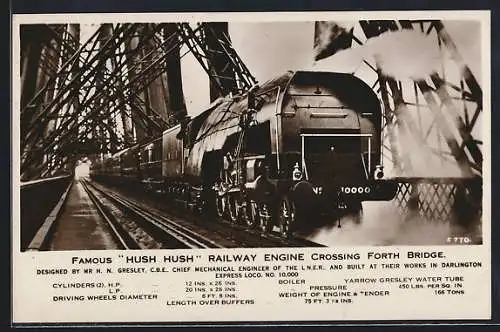 AK Railway Engine Hush Hush crossing Forth Bridge