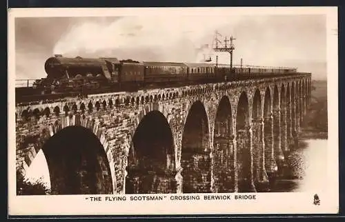 AK LNER Express The Flying Scotsman crossing Berwick Bridge, engine no. 4472