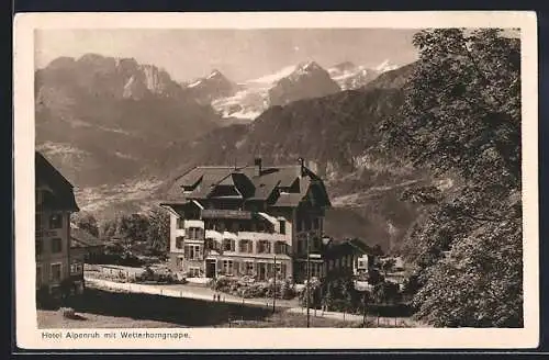 AK Hohfluh-Hasliberg, Hotel Alpenruh mit Wetterhorngruppe