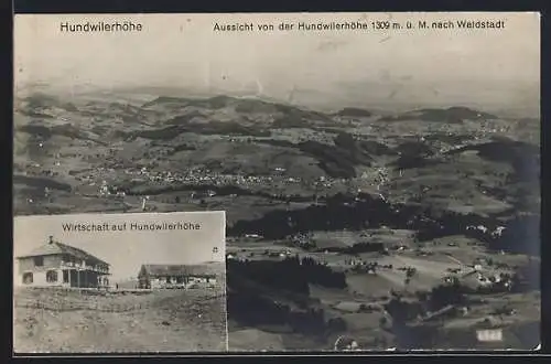 AK Hundwil, Gasthaus auf Hundwilerhöhe, Ortspanorama mit Blick auf Waldstadt