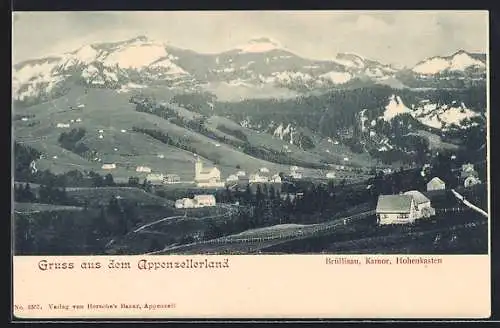 AK Brüllisau, Panorama mit Kamor und Hoher Kasten