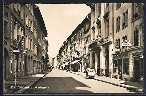 AK Winterthur, Marktgasse mit Apotheke und Papeterie Rösli