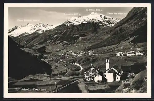 AK Airolo, Panorama mit Lucendro, La Fibbia und Passo San Gottardo