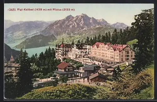 AK Rigi-Kaltbad, Hotelanlagen mit Blick auf den Pilatus