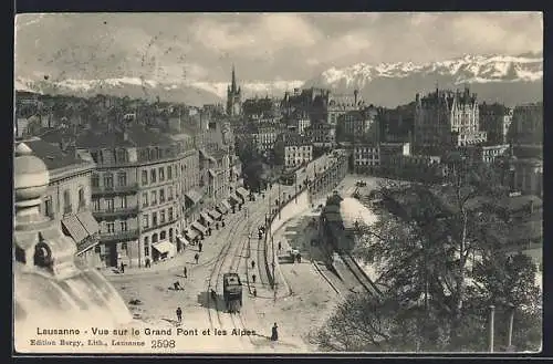 AK Lausanne, Strassenbahn bei Grand Pont