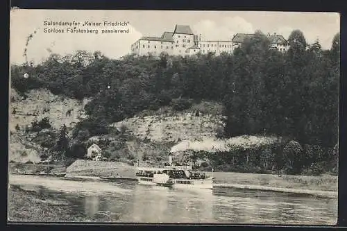 AK Salondampfer Kaiser Friedrich unter dem Schloss Fürstenberg