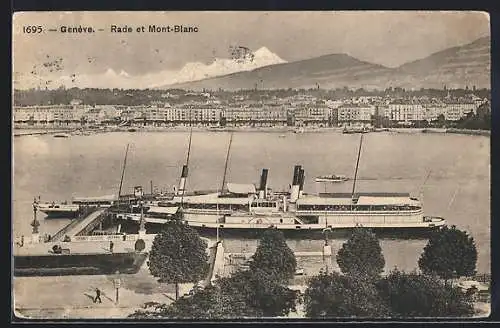 AK Salondampfer La Suisse auf dem Genfer See, Genf und der Mont Blanc