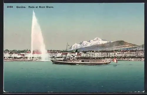 AK Salondampfer Lausanne auf dem Genfer See, Genf und der Mont Blanc