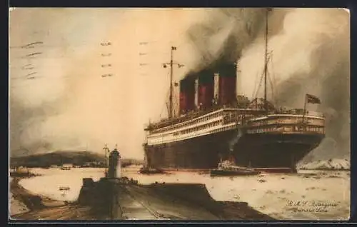 Künstler-AK Passagierschiff RMS Berengaria, Cunard Line