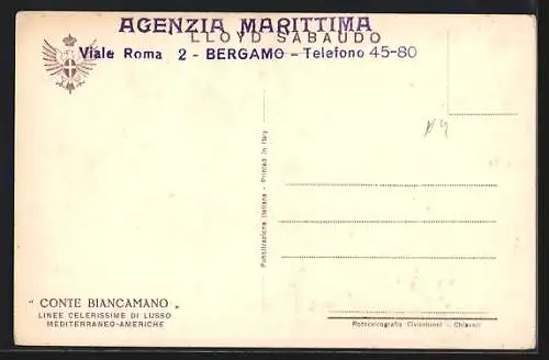 AK Passagierschiff Conte Biancamano, Lloyd Sabaudo