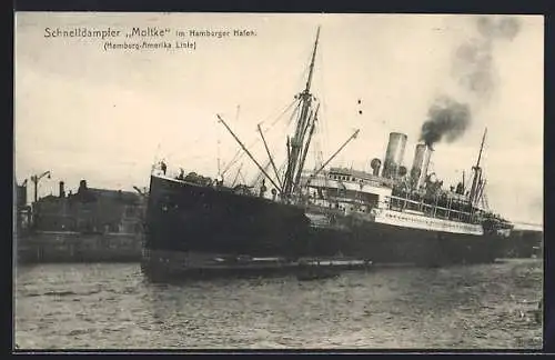 AK Passagierschiff Schnelldampfer Moltke liegt im Hamburger Hafen