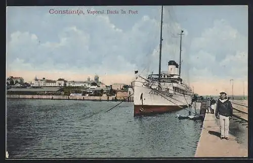 AK Passagierschiff Dacia im Hafen von Constanta